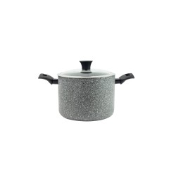 Marmite POT 20/24 CM -Flonal Dura granite+couvercle en verre - Gris 