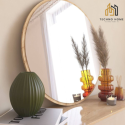 Miroir Mural Rond 60mm Beige 