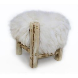 Tabouret Baton Mouton Handmade - 40*40*40 cm - Blanc 