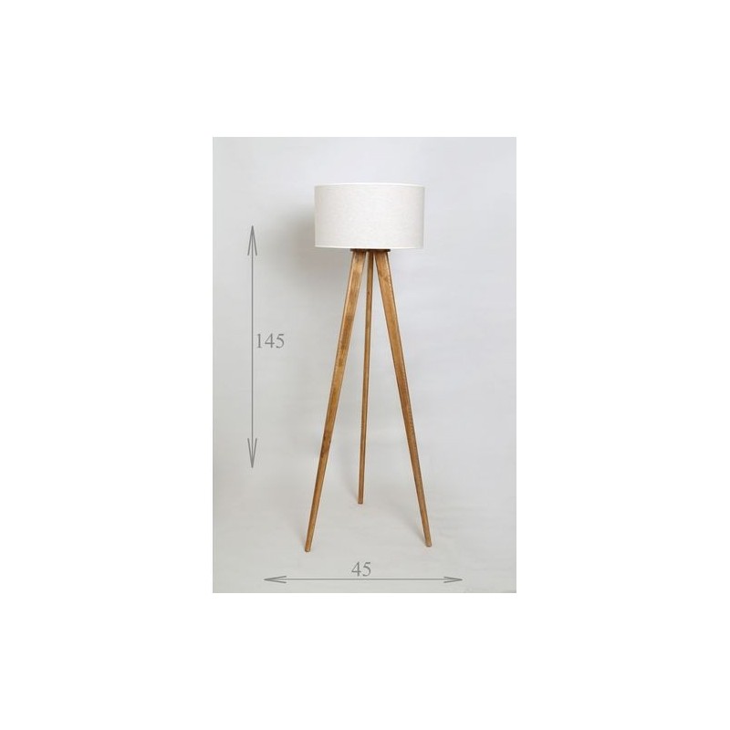 Lampadaire scandinave trépied - Chêne claire - 145 cm 