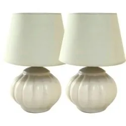 Lot de 2 Lampes à poser - Céramique - GALIA - Beige - 40 cm 