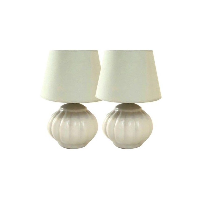 Lot de 2 Lampes à poser - Céramique - GALIA - Beige - 40 cm 