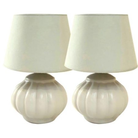 Lot de 2 Lampes à poser - Céramique - GALIA - Beige - 40 cm 