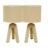 Lot de 2 Lampes à poser - Céramique - Trépied - Beige - 40 cm 