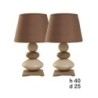 Lot de 2 Lampes de chevet - Céramique - 3 Galets - Beige et Marron - 40 cm 