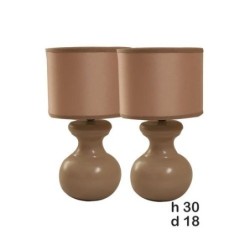 Lot de 2 Lampes de chevet - Céramique - Botella - Marron clair - 30 cm 