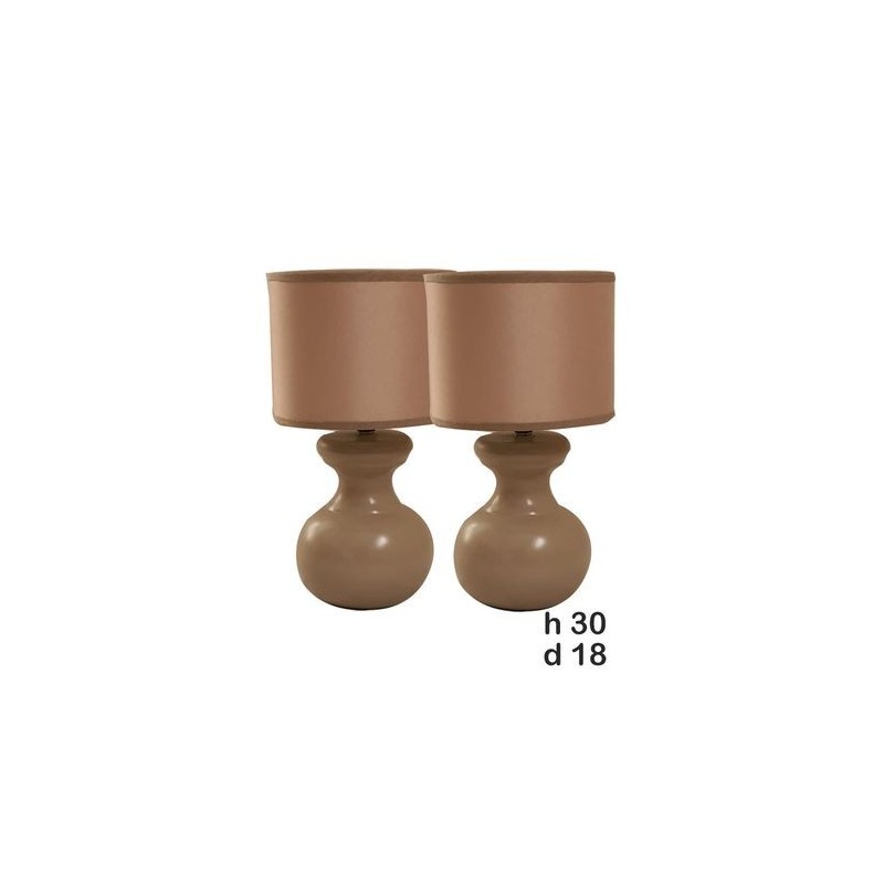 Lot de 2 Lampes de chevet - Céramique - Botella - Marron clair - 30 cm 