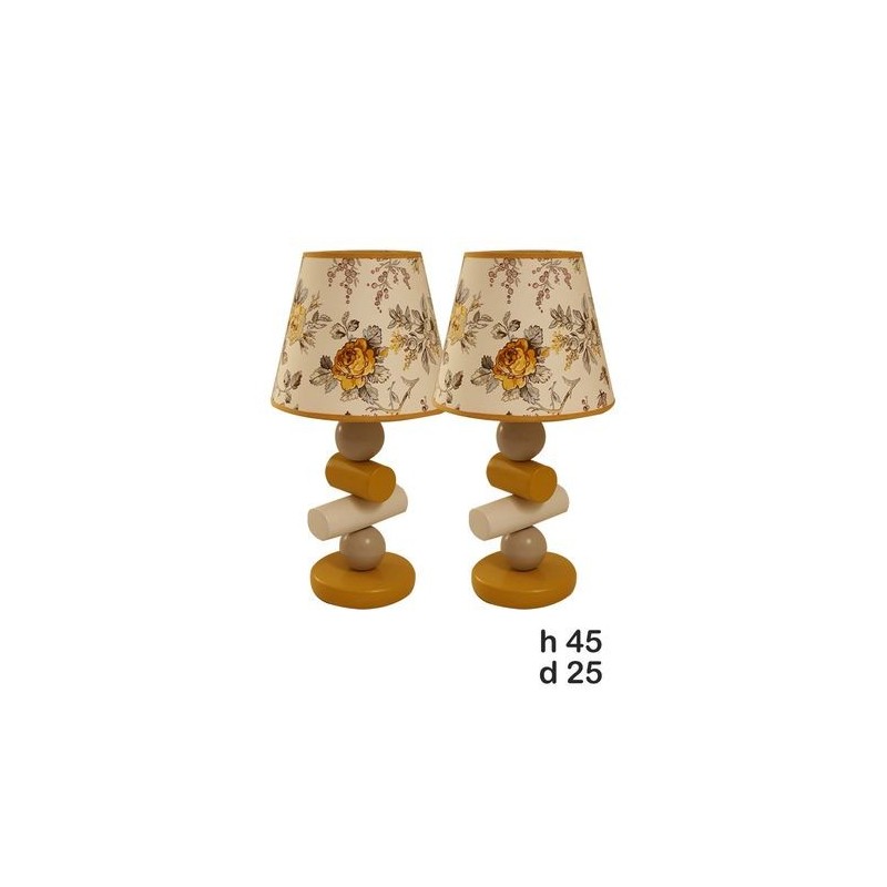 Lot de 2 Lampes de Chevet - Céramique - Moutarde et Beige - 45 cm 