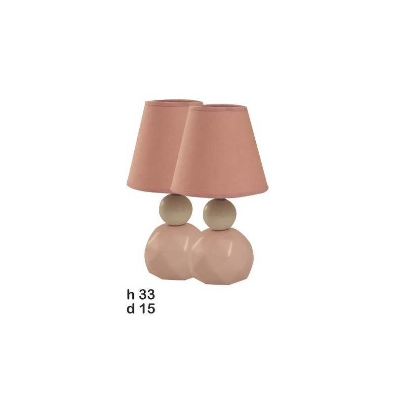 Lot de 2 Lampes de chevet - Rosa - Céramique - Rose - 33 cm 