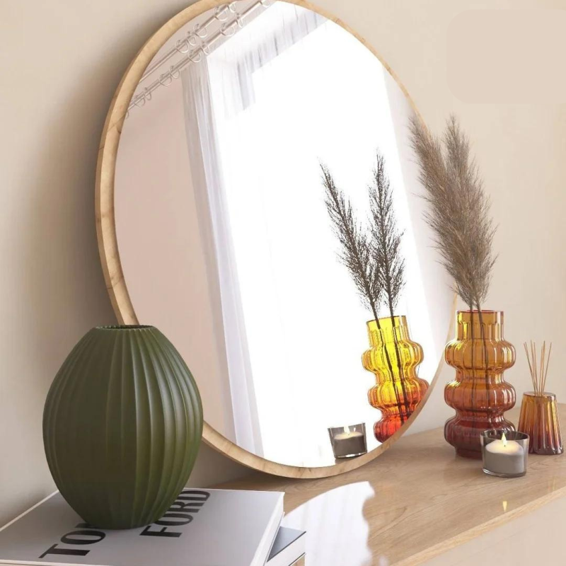 Miroir Mural Rond 60mm Beige