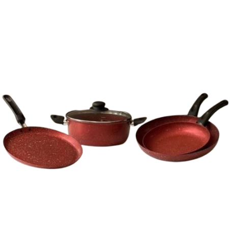 Pack 5 pcs Granite - Rouge: FT24 + P24 + P30 + Crép 28cm 