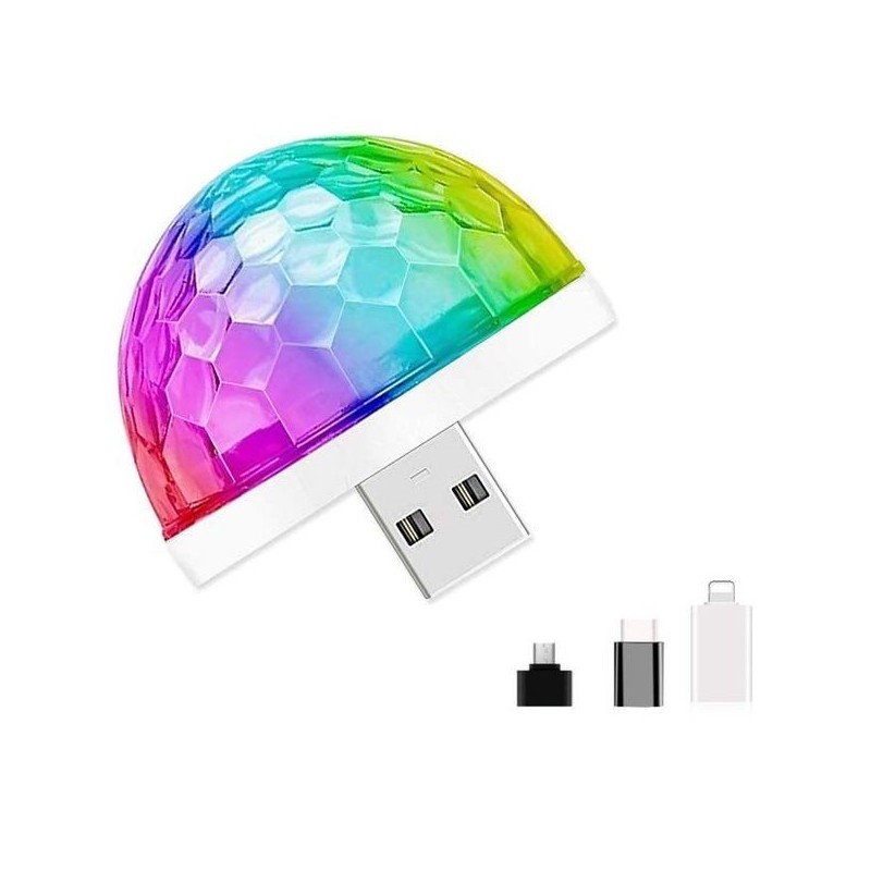 Mini boule disco led usb - Inclus tous les adaptateurs 