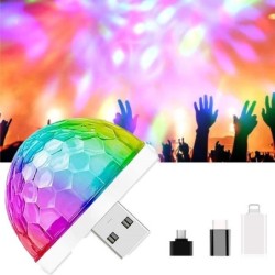 Mini boule disco led usb - Inclus tous les adaptateurs 