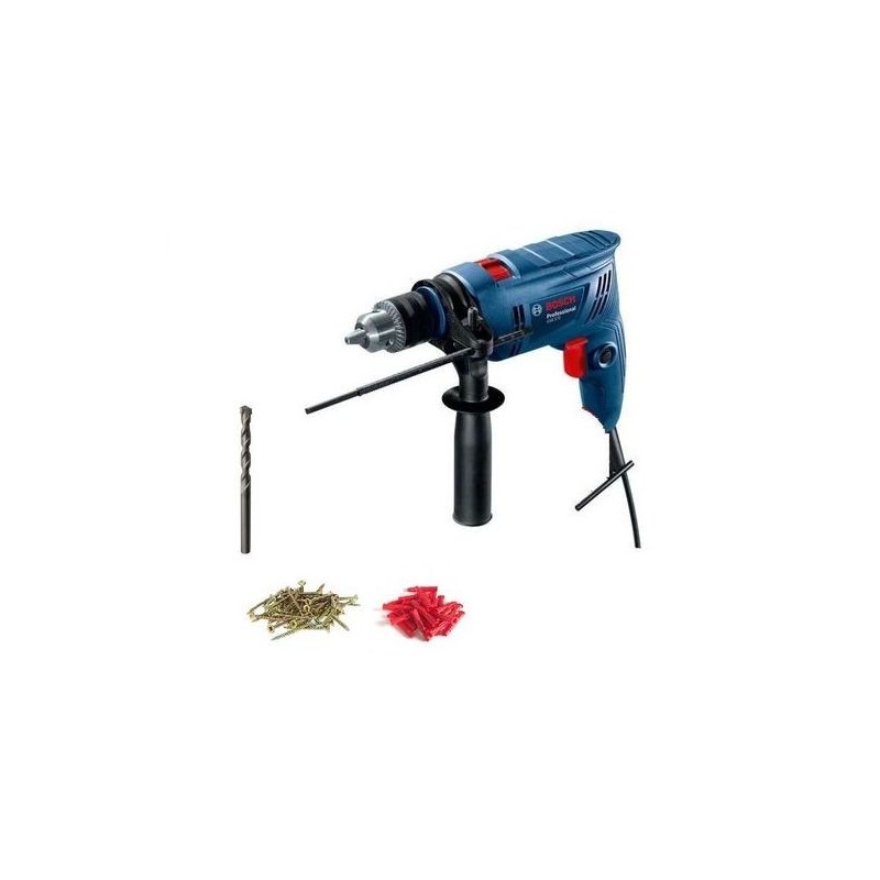 Bosch Perceuse à percussion - Professionnel - 570 W + Meche + Vis + Cheville - 