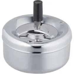 Ashtray Cendrier avec couvercle pousssoir en inox 