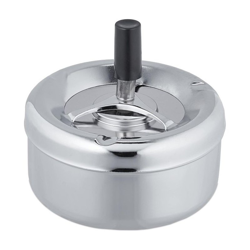 Ashtray Cendrier avec couvercle pousssoir en inox 