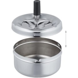 Ashtray Cendrier avec couvercle pousssoir en inox 