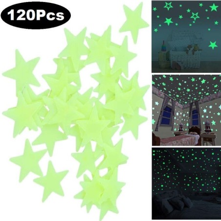 Fluo Etoiles autocollantes lumineuse 120 pcs - Stickers plastic Fluorescent 