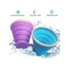 Generic Lot de 2 Tasse à café télescopique pliable en Silicone BLEU & MAUVE 