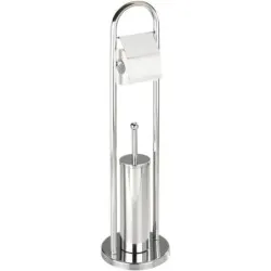 DJO Combiné WC - Porte Papier Toilette avec Brosse - INOX