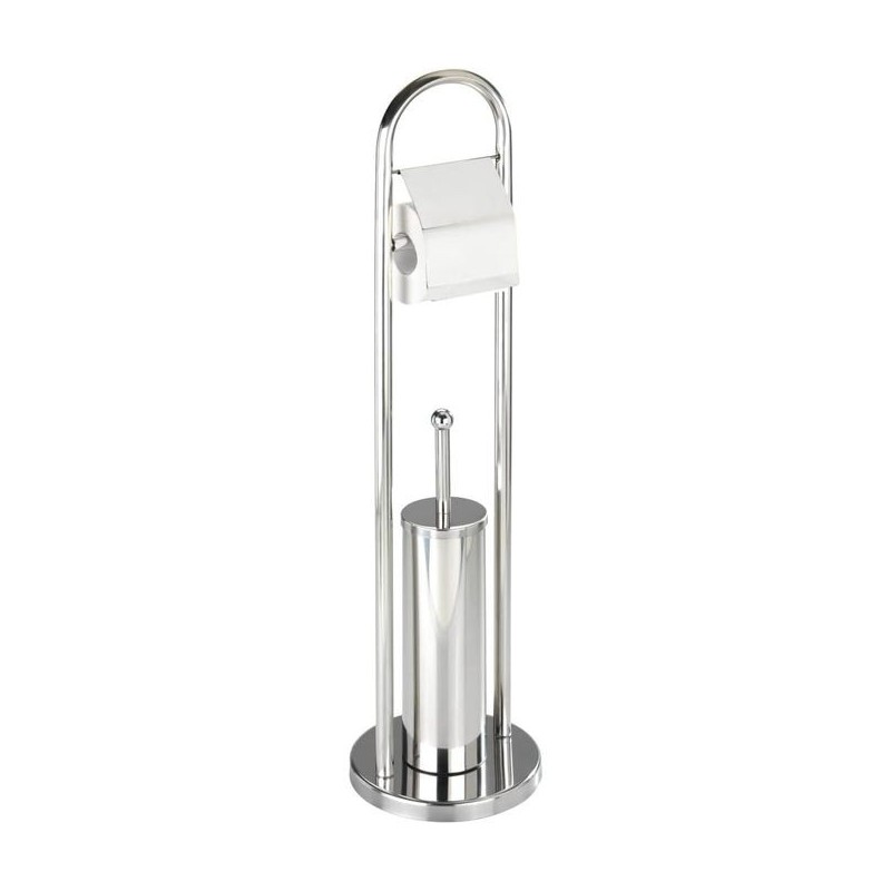 DJO Combiné WC - Porte Papier Toilette avec Brosse - INOX