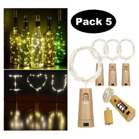 Generic Lot de 5 Guirlande lumineuse - Bouchon bouteille de vin 30 Led 