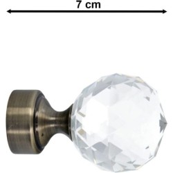 DJO Embouts des tringles à Rideaux Bronze - Boule de Cristal Ø 22mm, Set de 2 