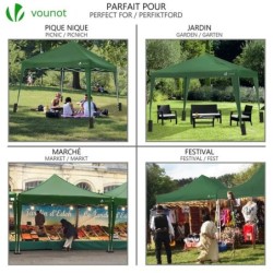 Generic Tonnelle pliante - Tente Parasol - Avec sac de transport - 3x3m - Vert 