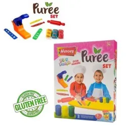 PLAY DOUGH Pâte à modeler 7pcs - PUREE - 100% végétale 