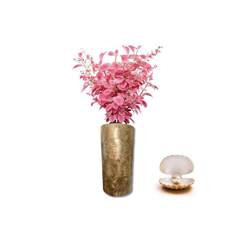 DJO Vase à fleurs en nacre beige - Forme cylindrique diam 10cm long 20cm 