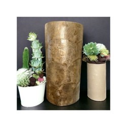 DJO Vase à fleurs en nacre beige - Forme cylindrique diam 10cm long 20cm 