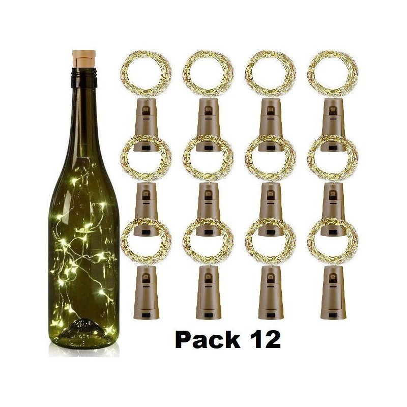 Generic Lot de 12 Guirlande lumineuse - Bouchon bouteille de vin 30 Led 