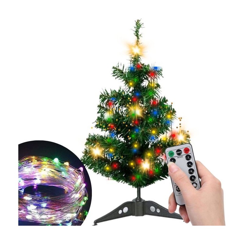 DJO Sapin de Noel Lumineux 100 led RGB - 60 cm + Commande 