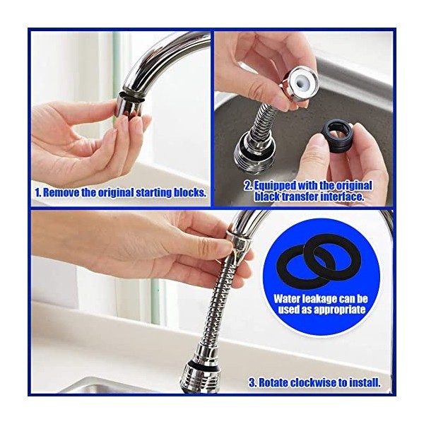 Tubes d'extension de robinet, flexible à 360 degrés en acier inoxydable,  dispositif d'extension de robinet : : Outils et Bricolage