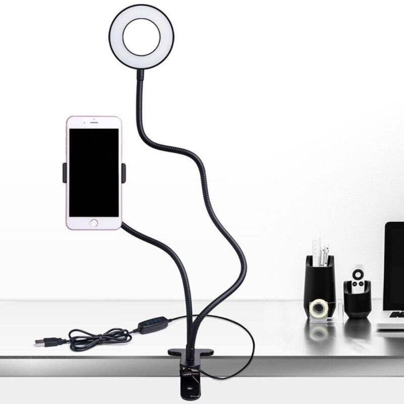 LED Selfie Ring Light avec support pour téléphone portable et support de  microphoneNoir - Support pour téléphone mobile - Achat & prix