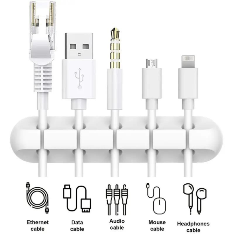 Support adhésif porte range câbles USB. Silicone Orico Porte-câble