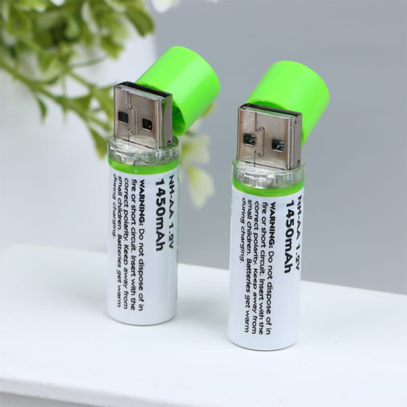 2 pièces de pile rechargeable USB AA 1.2V, 1450mAh. Livraison