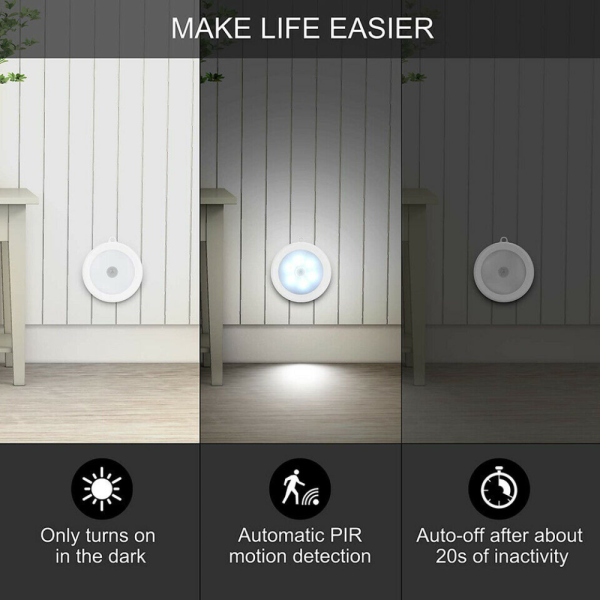 Lampe LED sans fil avec capteur de mouvement intelligent 