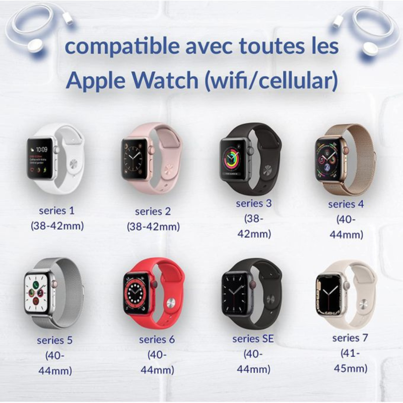 Chargeur de Montre, Chargeur Sans Fil Portable Magnétique iWatch Compatible  pour Apple Watch Série 4/ 3/ 2/ 1 