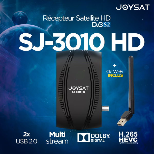 Récepteur Joysat SJ-3010HD + 12mois alpha +12mois matadaor+12mois Sharing 