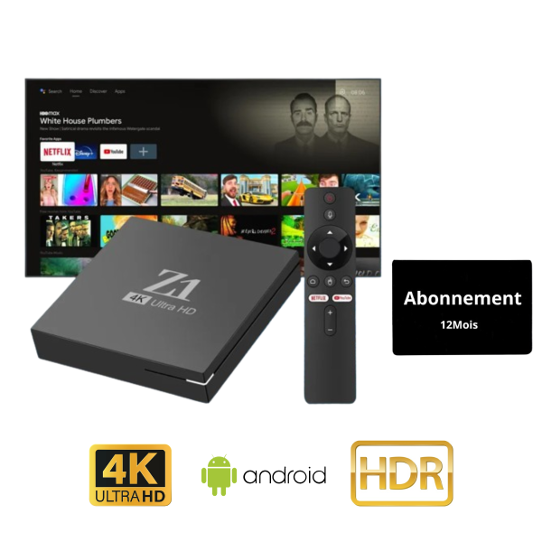 Box Android 4K HD avec Abonnement 12 Mois 