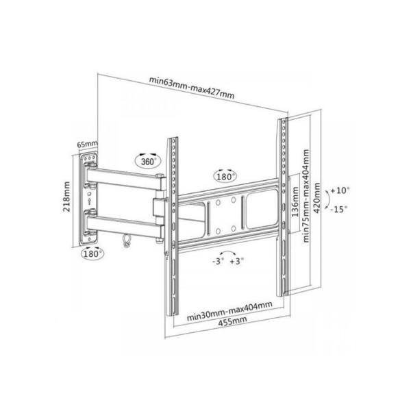 Support Mural mobile pour TV 40"- 70" 