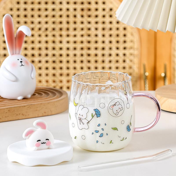 Tasse en céramique imprimée de motif de lapin 