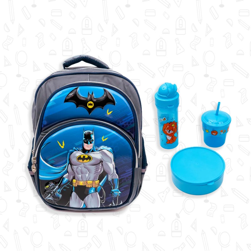 Pack scolaire Sac à dos Batman + Ensemble Boite à Gouter