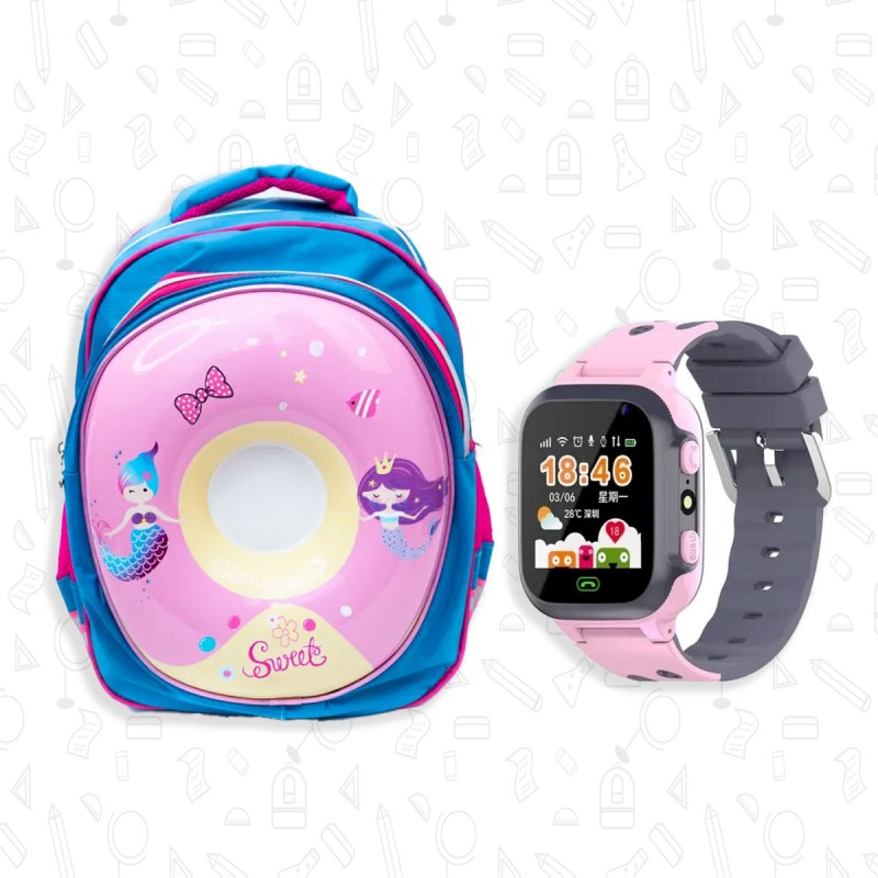 Pack scolaire Sac A Dos pour fille + Montre connectée Y93