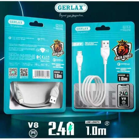 GERLAX Micro USB TO USB Data Cable 1M D3V 2.4A 