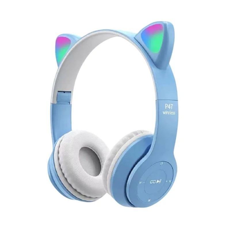 Casque Bluetooth - MP3 - P47 CAT - BLEU 