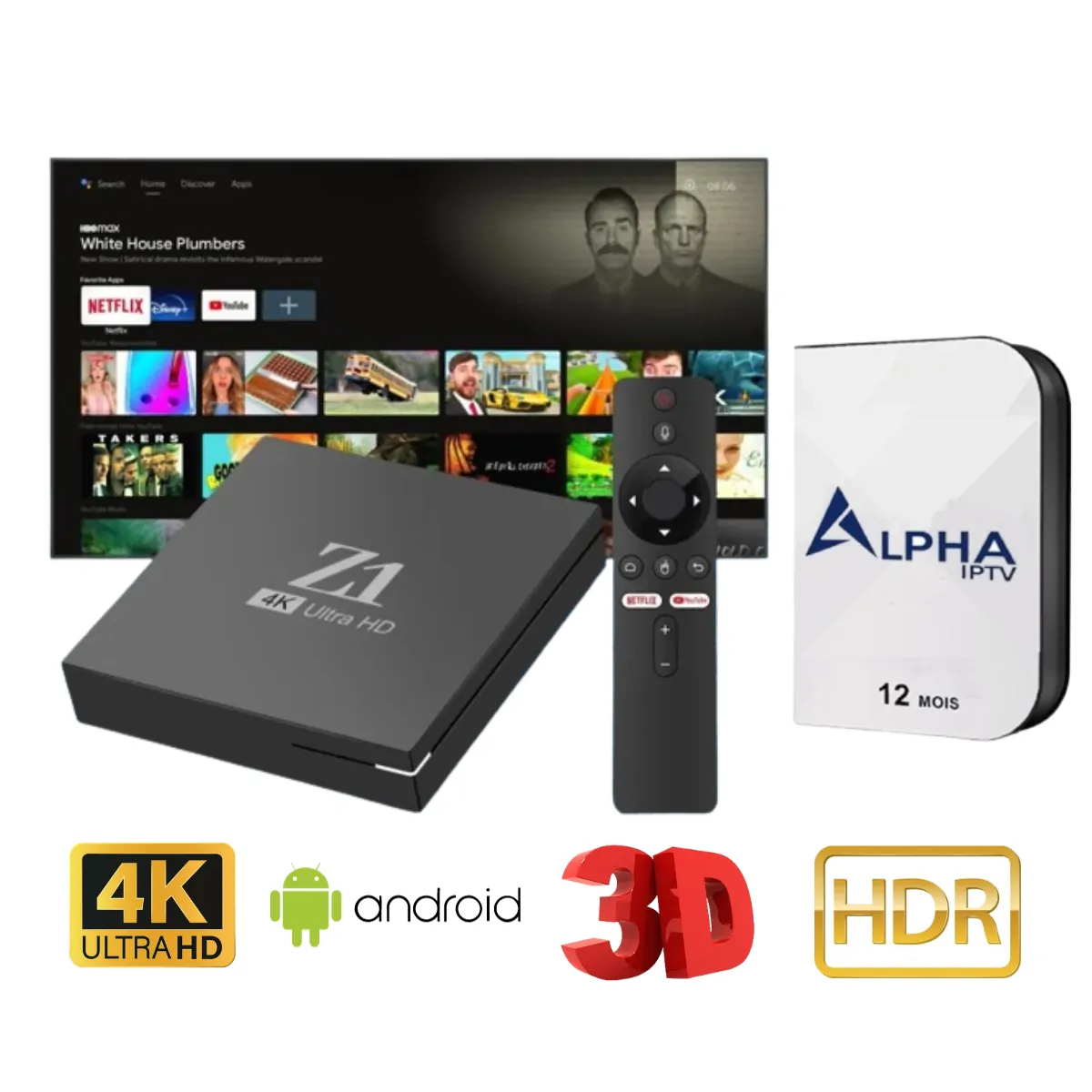 Box tv Android 10.0 - 4k HD avec Abonnement 12 Mois en Tunisie