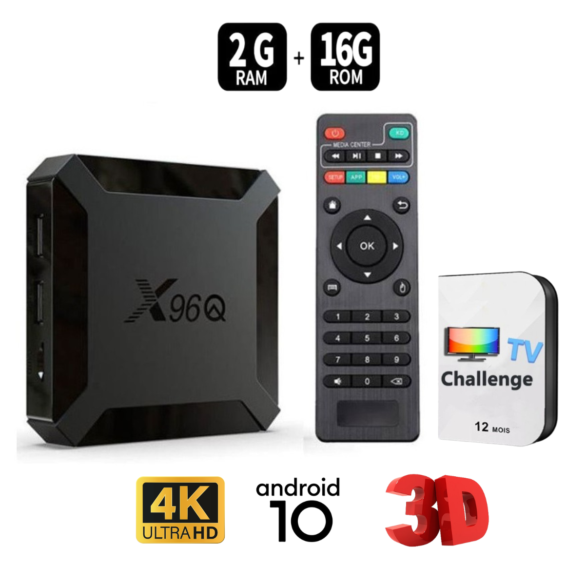 Box Android X96Q 2GO -16GO avec Abonnement CHALLENGE